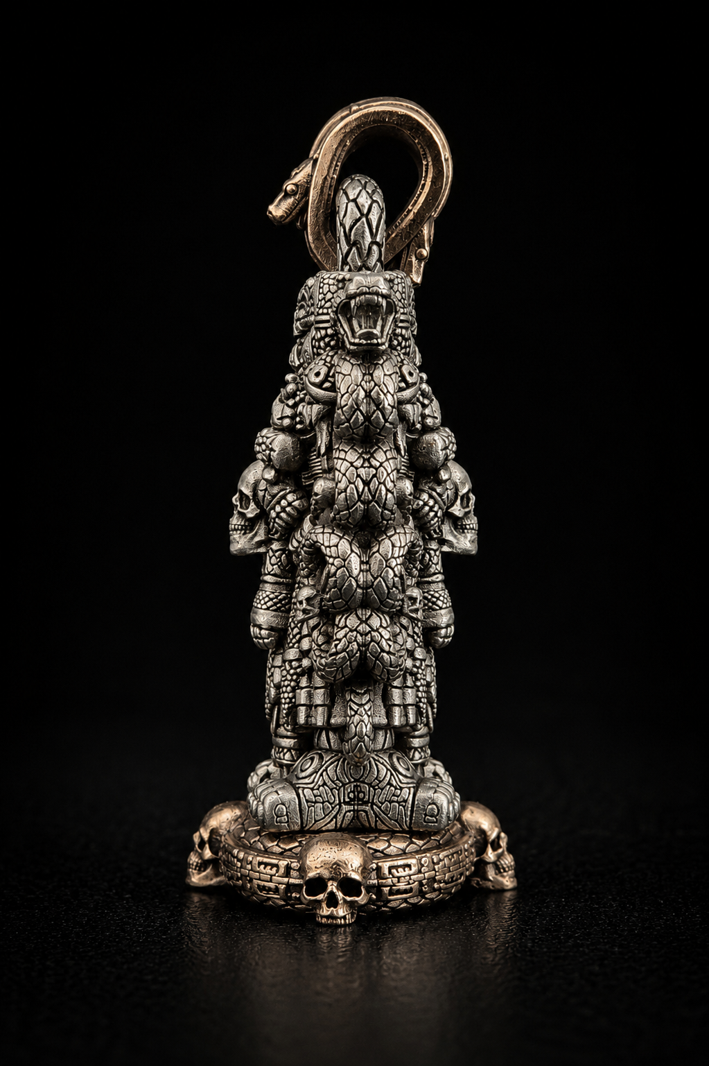 Coatlicue Statue Pendant | White Bronze & Bronze