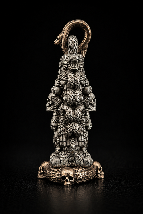 Coatlicue Statue Pendant | White Bronze & Bronze