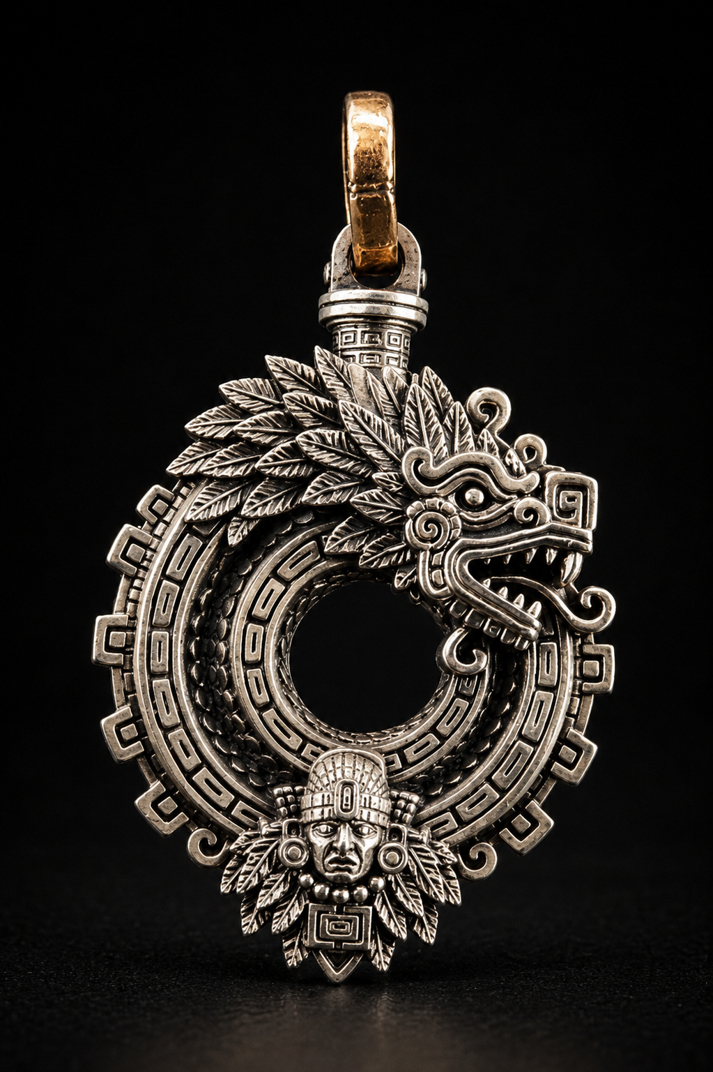 Quetzalcoatl Pendant | White Bronze & Bronze